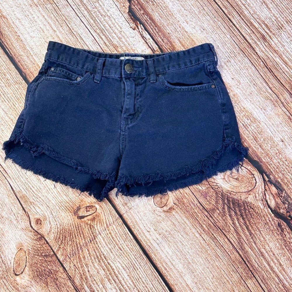 Free People Navy Blue Raw Hem Shorts.